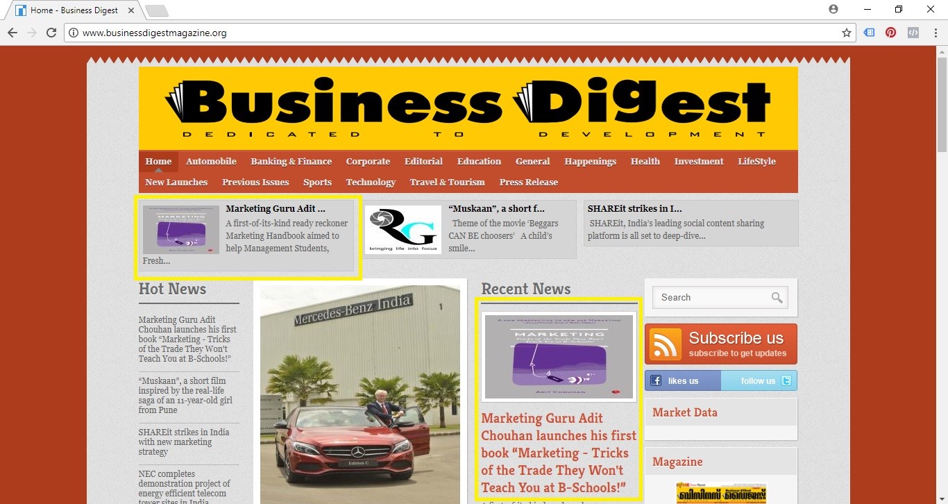 Author Adit Chouhan in Business Digest