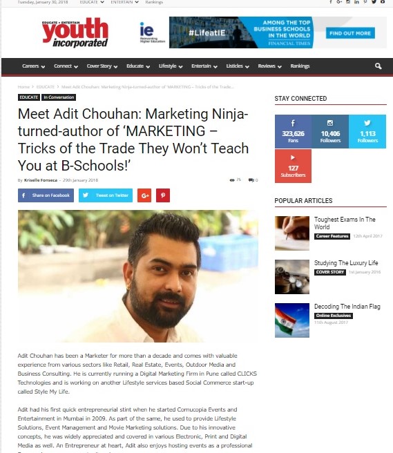Adit Chouhan featured in Youth Inc